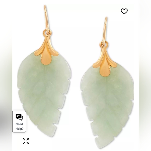 Macy's Jewelry - Jade 10k Gold Leaf Drop Earrings Macys R.H. Fine Jewelry